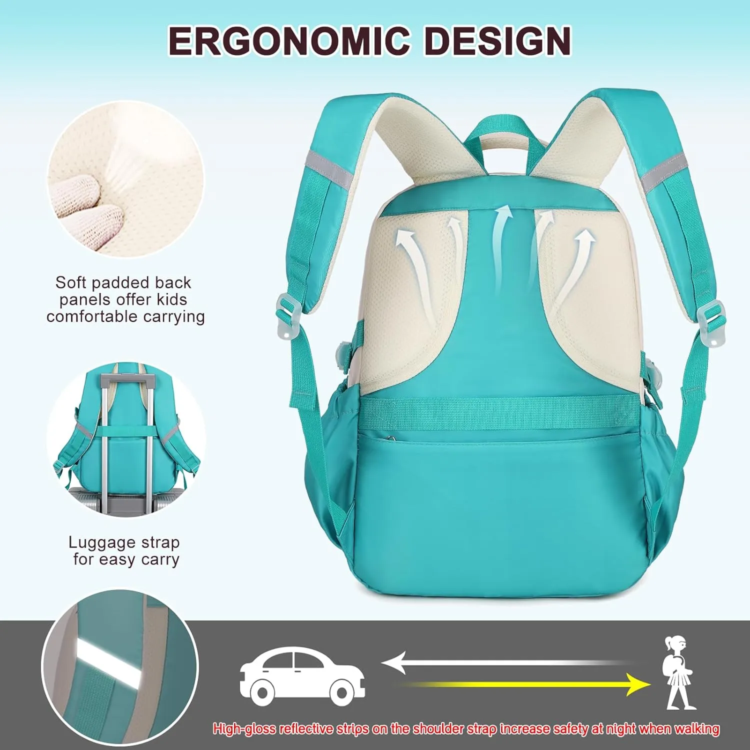 Backpack for Girls, 3Pcs Girls Backpacks with Lunch Bag Pencil Case, Kids School Backpack for Teen Girl Students Kindergarten Elementary Middle High School Bookbag Set