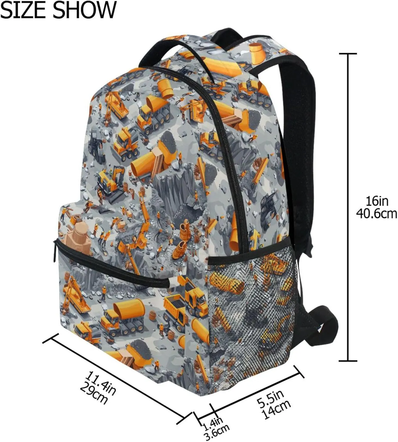 Backpacks for Teenager Fashion Business Work Bag with Chest Strap for Travel Trip Construction Scene Dam Construction Bulldozer