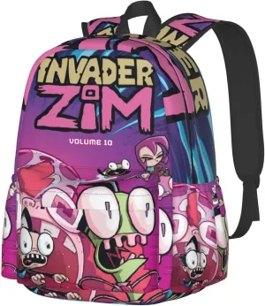 Backpacks Invader Anime Zim Adjustable Laptop Backpack Double Shoulder Bag for Women Men Climbing Shopping Work