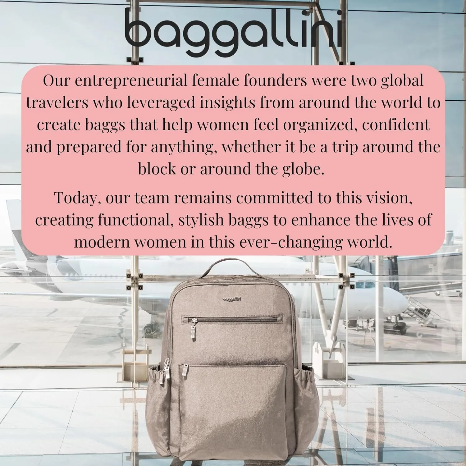 Baggallini Women's Tribeca Expandable Laptop Backpack, Sterling Shimmer