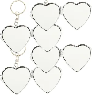 Balacoo 20 Pcs Sublimation Blank Pocket Makeup Mirrors: Folding Heart Shaped Mirror Keychain - Double Sided for Travel, Handbag, Purse - 1.77 × 1.38 Inch
