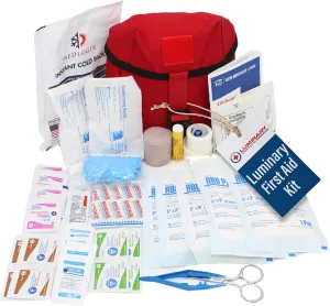 Basic First Aid Kit - Compact MOLLE Compatible Emergency Kit for Outdoor & Everyday Use - Essential Supplies for Camping, Hiking & Home - Single Pocket with Secure Buckle - Red