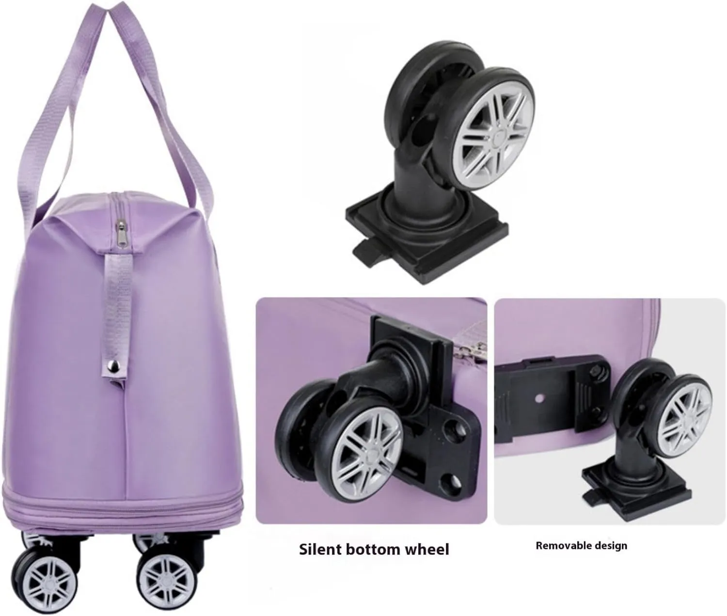 Beente Travel Bag with Wheels,Large Capacity Travel Bag, Rolling Tote Bag withWheels, Universal Wheel Removable (Green)