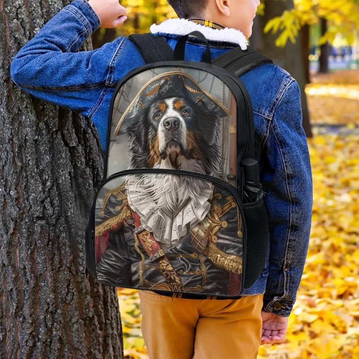 Bernese Mountain Dog Backpack for Boys Girls Casual Lightweight 17 Inch School Bag with Front Pocket Padded Straps Kids Animal Print Bookbag Student Daypack for School Travel