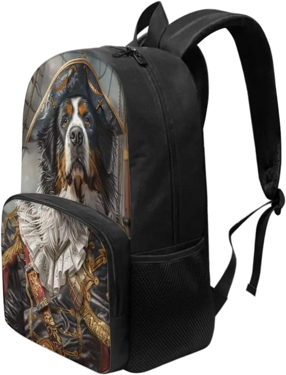 Bernese Mountain Dog Backpack for Boys Girls Casual Lightweight 17 Inch School Bag with Front Pocket Padded Straps Kids Animal Print Bookbag Student Daypack for School Travel