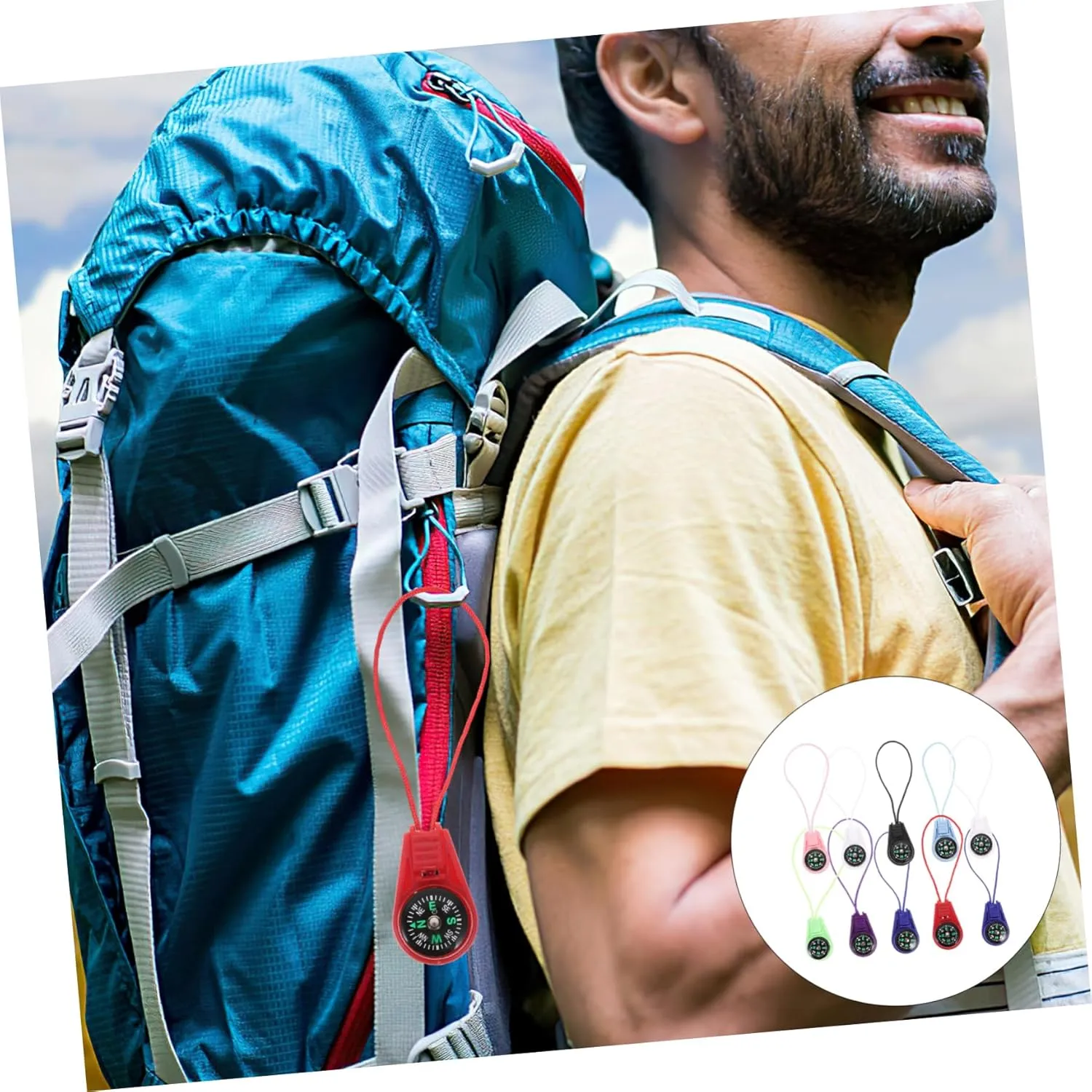 BESPORTBLE Lanyard Slider Compass (Mixed Colors) Carabiner Compass Hiking Pocket Compass Mini Outdoor Compass Mini