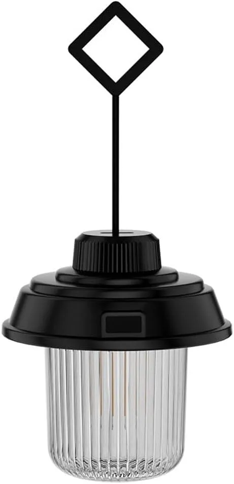 Black Handheld Portable Dimmable Rechargeable Camping Light Tent Light Emergency Light Reading Light Flashlight Suitable for Backpacks and Hiking
