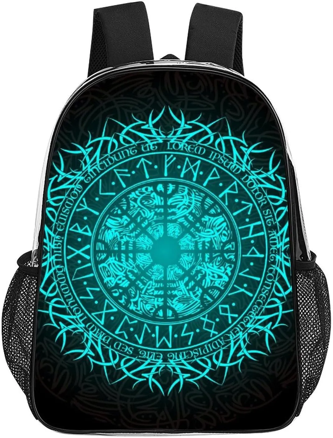 Bue Circle Viking Vegvisir Runic Compass Transparent Fashion Waterproof PVC Transparent Backpack Unisex 17 Inches