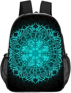 Bue Circle Viking Vegvisir Runic Compass Transparent Fashion Waterproof PVC Transparent Backpack Unisex 17 Inches