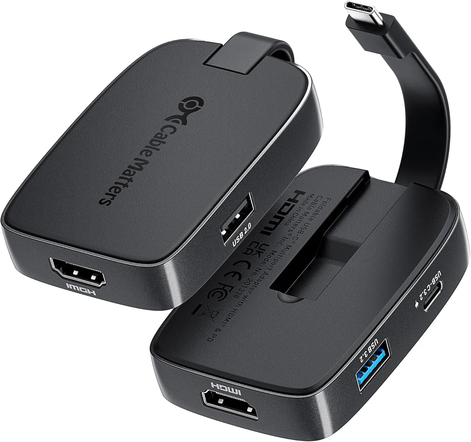 Cable Matters 4-in-1 Portable USB C Hub HDMI 4K@60Hz & 100W Charging for iPhone 16/15 Pro, 10Gbps, USB-C Digital AV Multiport Adapter, USBC HDMI Hub Compatible with Thunderbolt 4 for MacBook, XPS