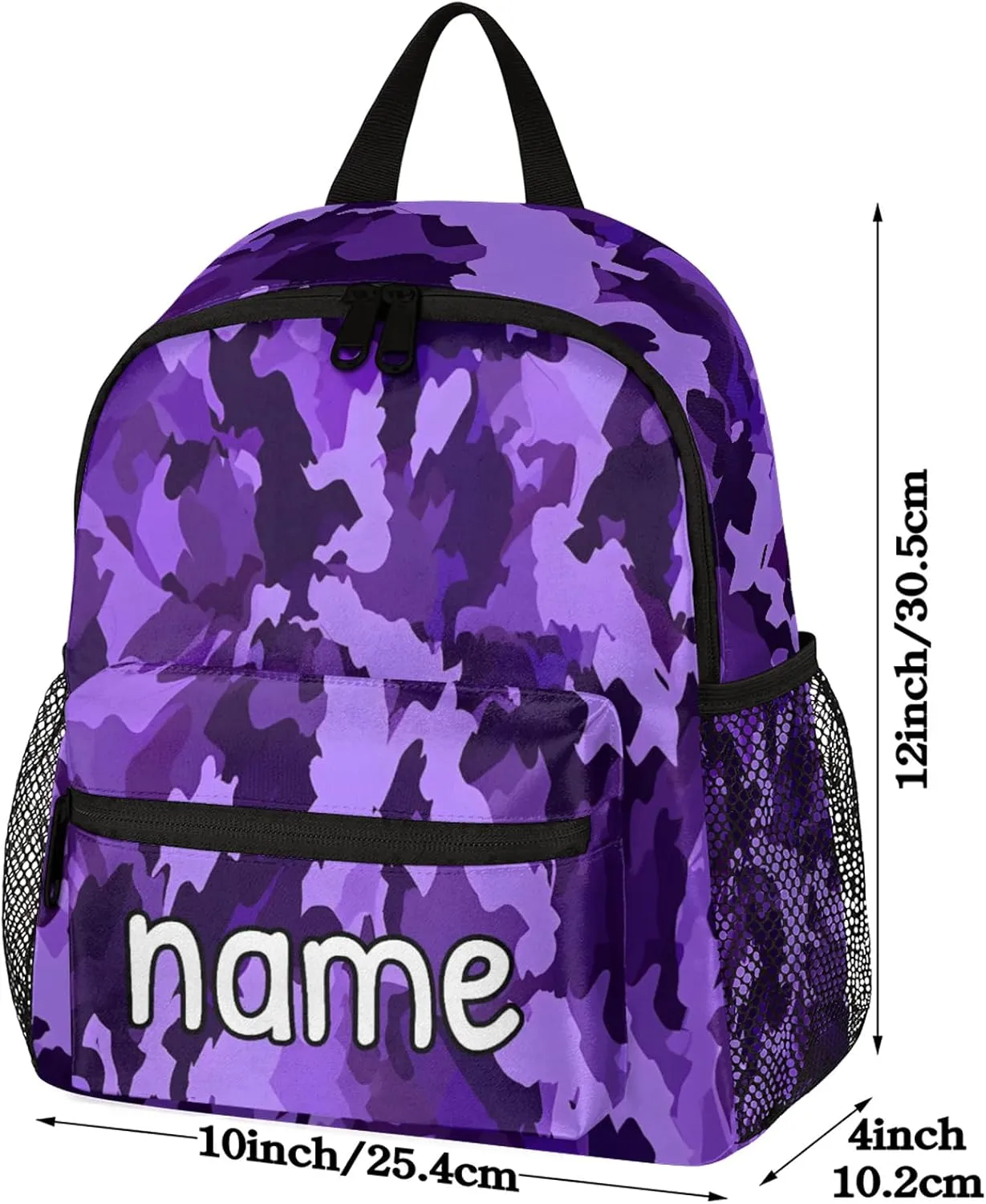 Camo Design Personalized Name Mini Backpack Waterproof Custom Casual Travel Small Backpacks with Zipper,12 Inch
