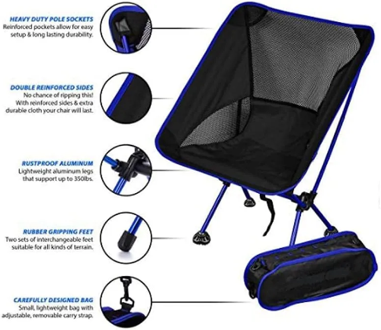 Camping Chair - Outdoor Folding Beach and Fishing for Camping, Picnic, Hiking
