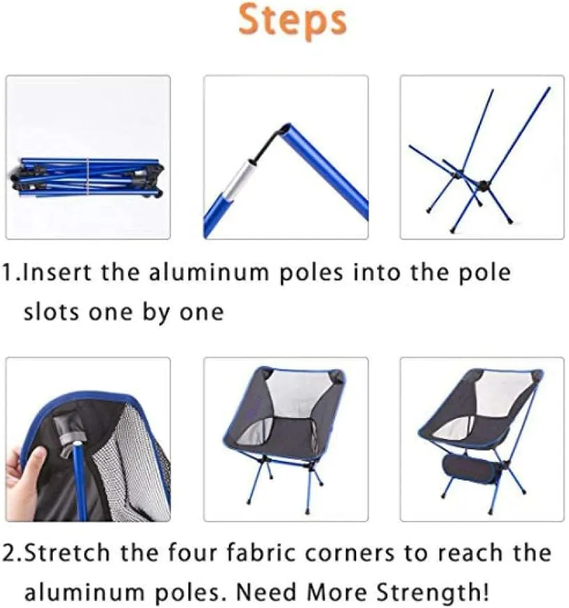 Camping Chair - Outdoor Folding Beach and Fishing for Camping, Picnic, Hiking