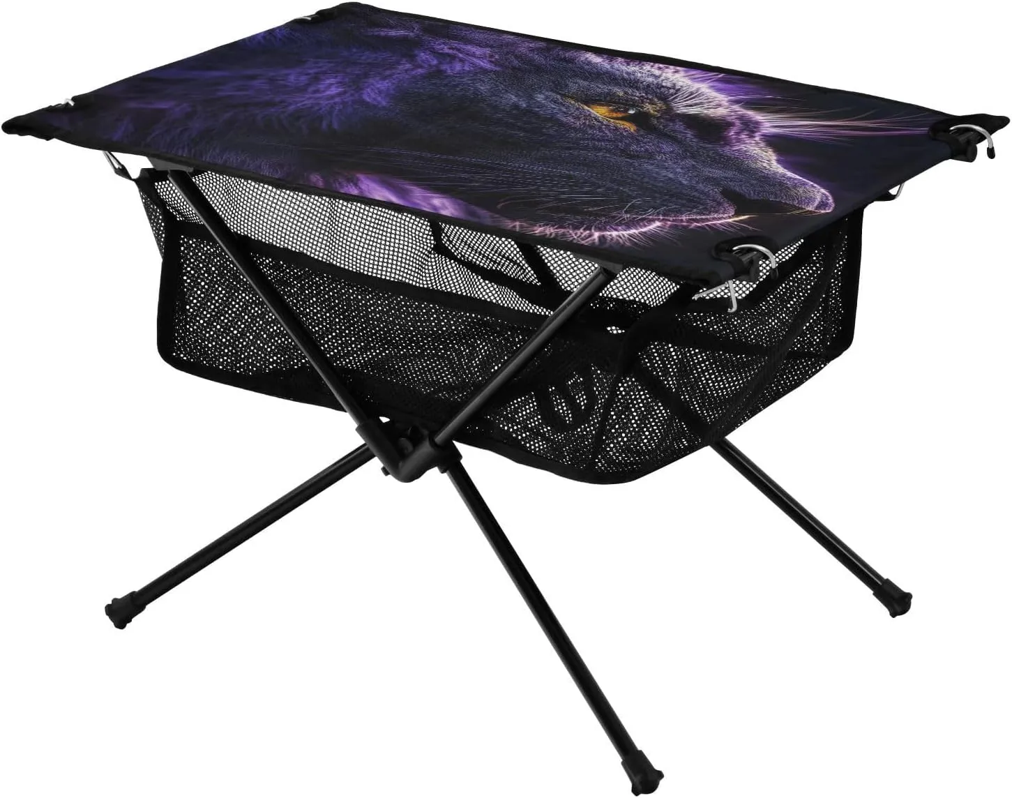Camping Table Lightweight Portable Folding Table with Mesh Storage Net Night Lion Ideal for Camping Hiking Beach Picnic Travel Backyard