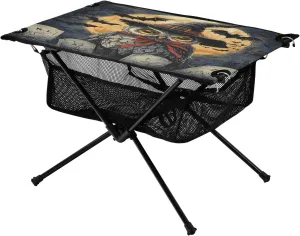Camping Table Lightweight Portable Folding Table with Mesh Storage Net Owl Crow Ideal for Camping Hiking Beach Picnic Travel Backyard