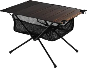 Camping Table Lightweight Portable Folding Table with Mesh Storage Net Wood Grain Black Light Ideal for Camping Hiking Beach Picnic Travel Backyard