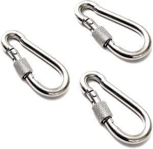 Carabiner Clip Screw Locking Carabiner - D-Ring Locking Carabiners - Carabiner Hooks D Ring Clip - Carabiners Heavy Duty Carabiner Clips Snap Hooks for Outdoor Camping Fishing Hiking