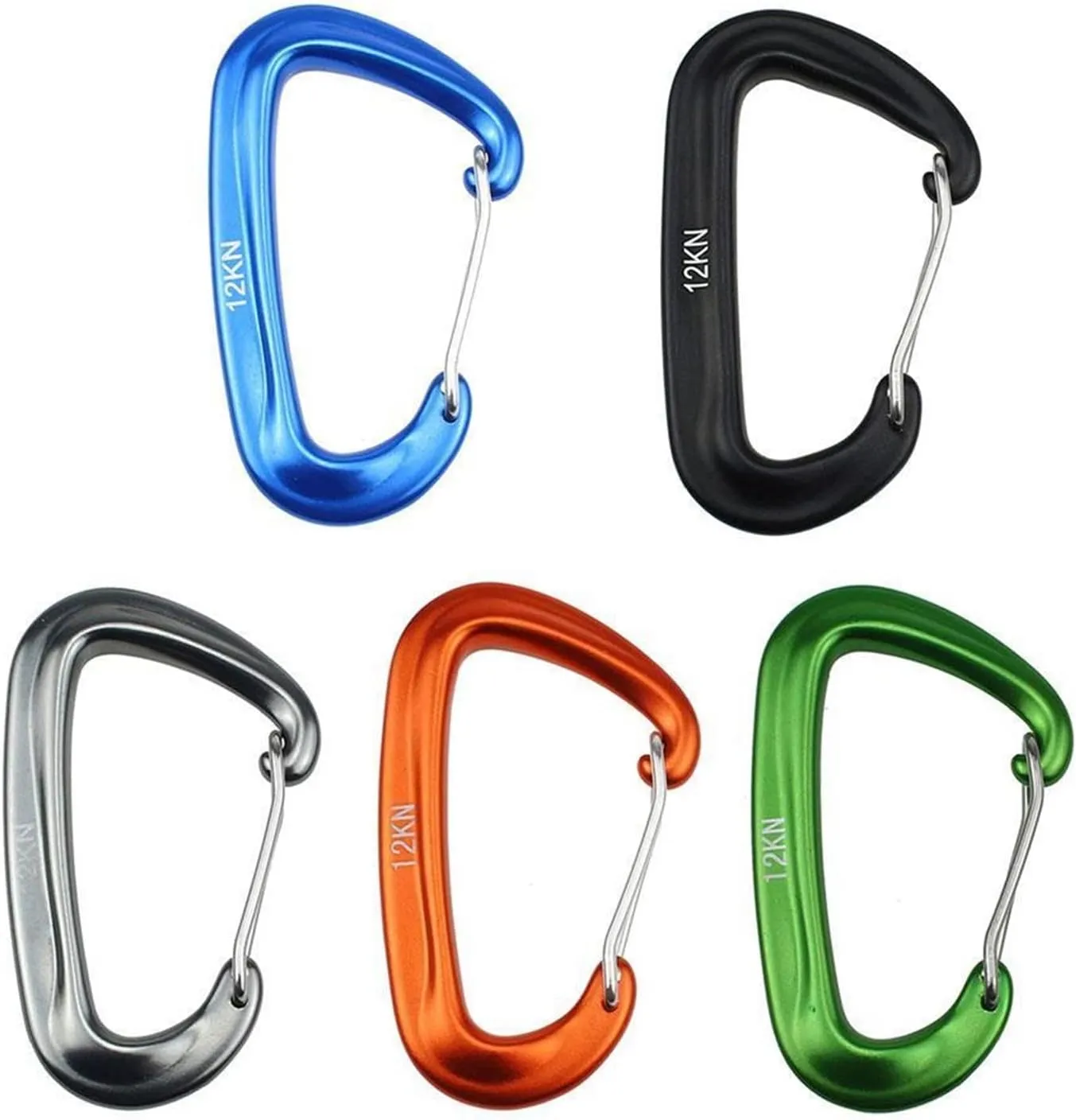 Carabiner Clips,Spring Clips， 1PCS Durable 12KN DKey Aluminum Wire Gate Spring Clip Locking Backpack Hammock Camping Hiking Climbing Equipment