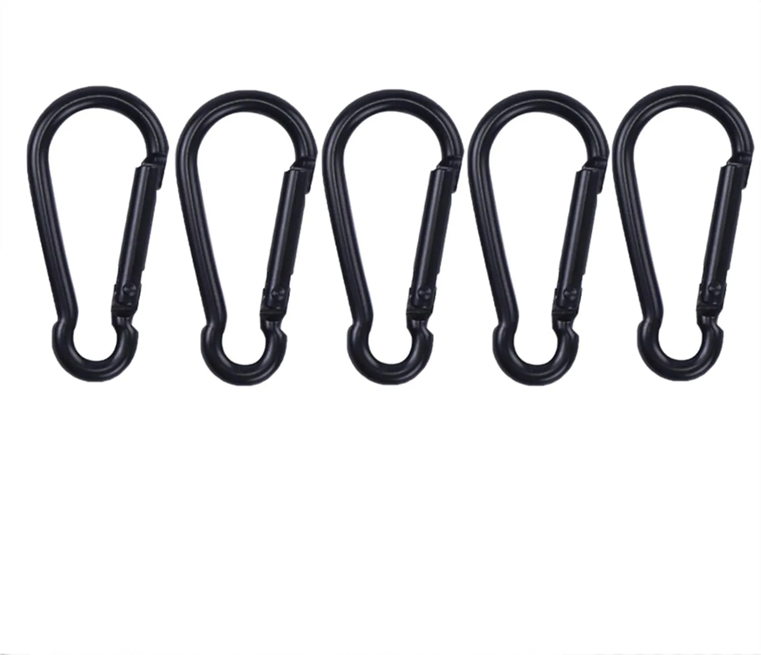 Carabiner Clips,Spring Clips， 5PCS MiniBlack D Shaped Buckle Aluminum Alloy Locking Spring Snap Hook Keychain Clip Outdoor Camping Traveling