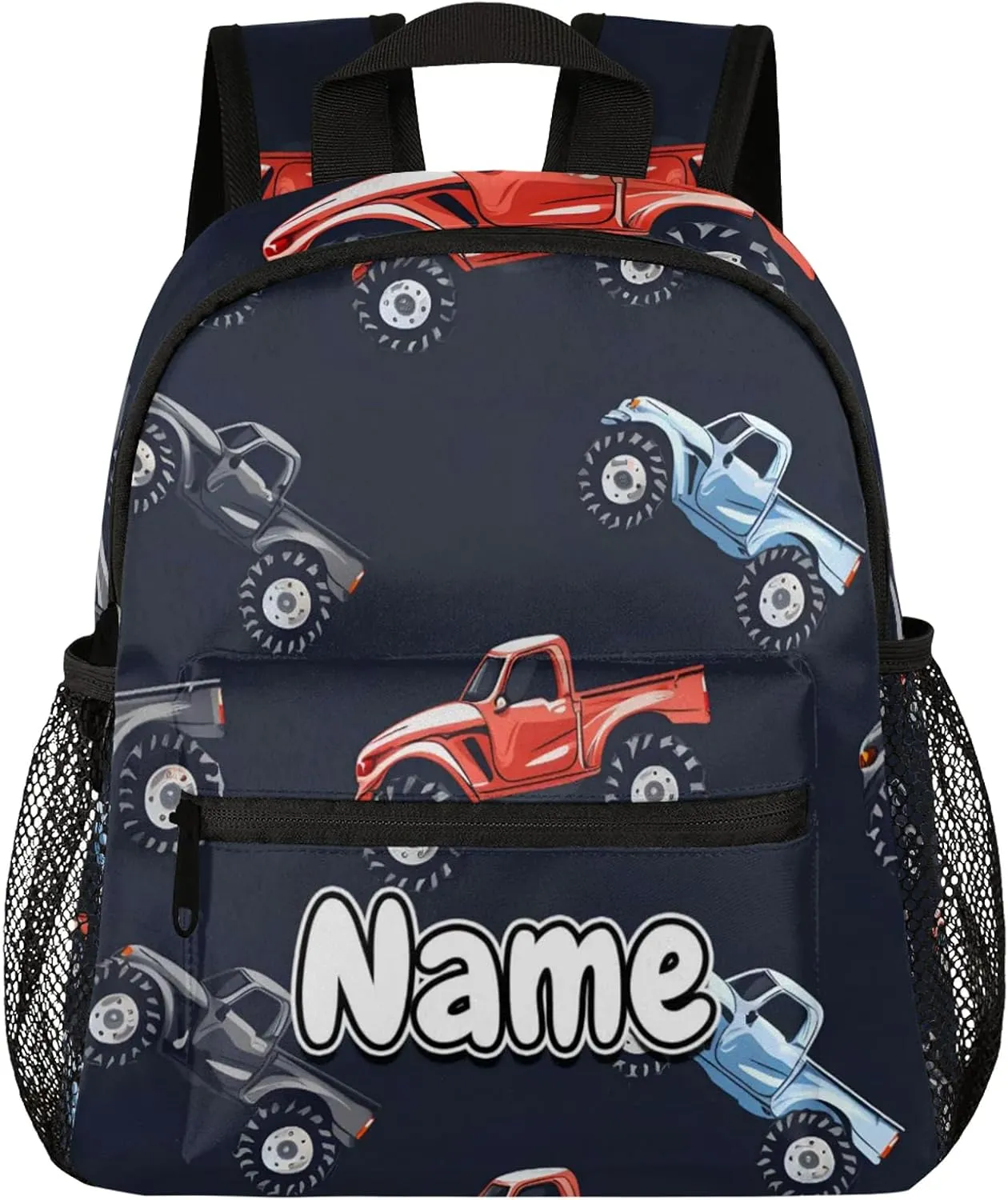 Cars Monster Truck Personalized Backpack Bag with Name Lightweight Custom Shoulder Bags Waterproof Casual Backpacks Travel Laptop Bag for Work Picnic 12in