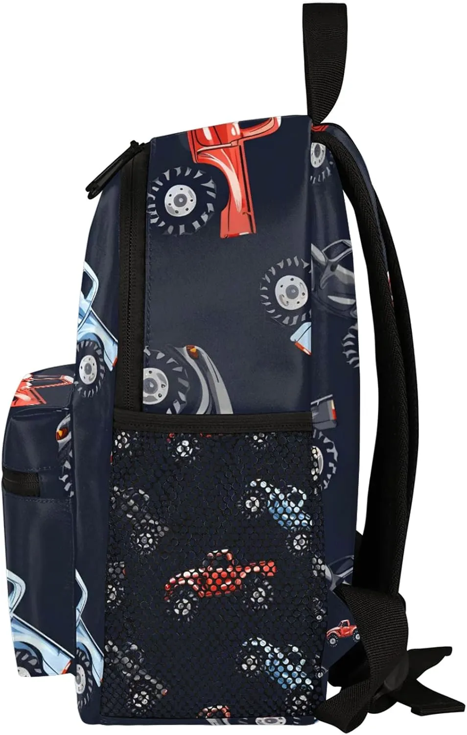 Cars Monster Truck Personalized Backpack Bag with Name Lightweight Custom Shoulder Bags Waterproof Casual Backpacks Travel Laptop Bag for Work Picnic 12in