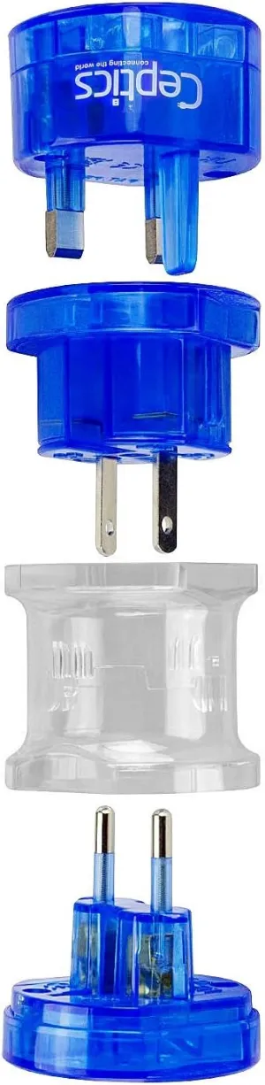 Ceptics Travel Adapter Plug Compact Worldwide International Kit - Works in Europe, Asia, China, England, Italy, New Zealand, Australia and More