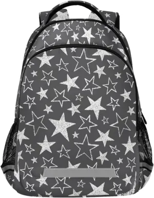Chalk Graffiti Star Style Backpacks with Chest Strap,Lightweight Bookbags 17 Inch, Casual Daypack Bags