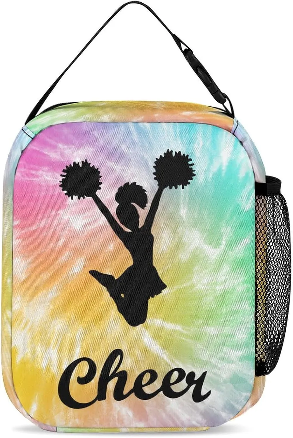 Cheerleading Backpack with Lunch Box & Pencil Case, 16 Inch Cute Cheer Themed Bookbag, Adjustable Lightweight Large Capacity, Colorful Daily Casual Backpacks Set with Lunch Bag