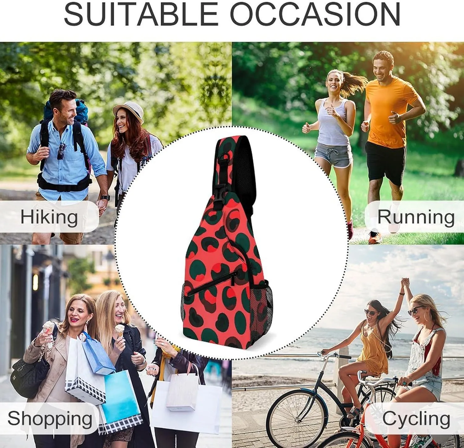 Cherry Blossom Sling Bag Lightweight Crossbody Chest Pack Travel Shoulder Bag with Adjustable Strap