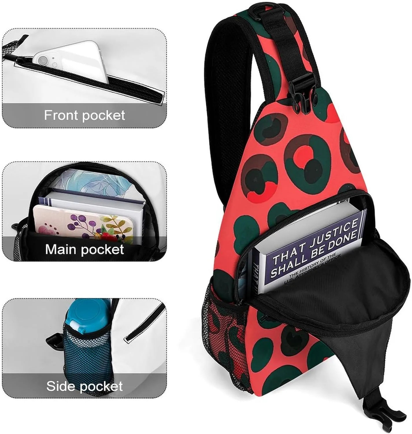 Cherry Blossom Sling Bag Lightweight Crossbody Chest Pack Travel Shoulder Bag with Adjustable Strap