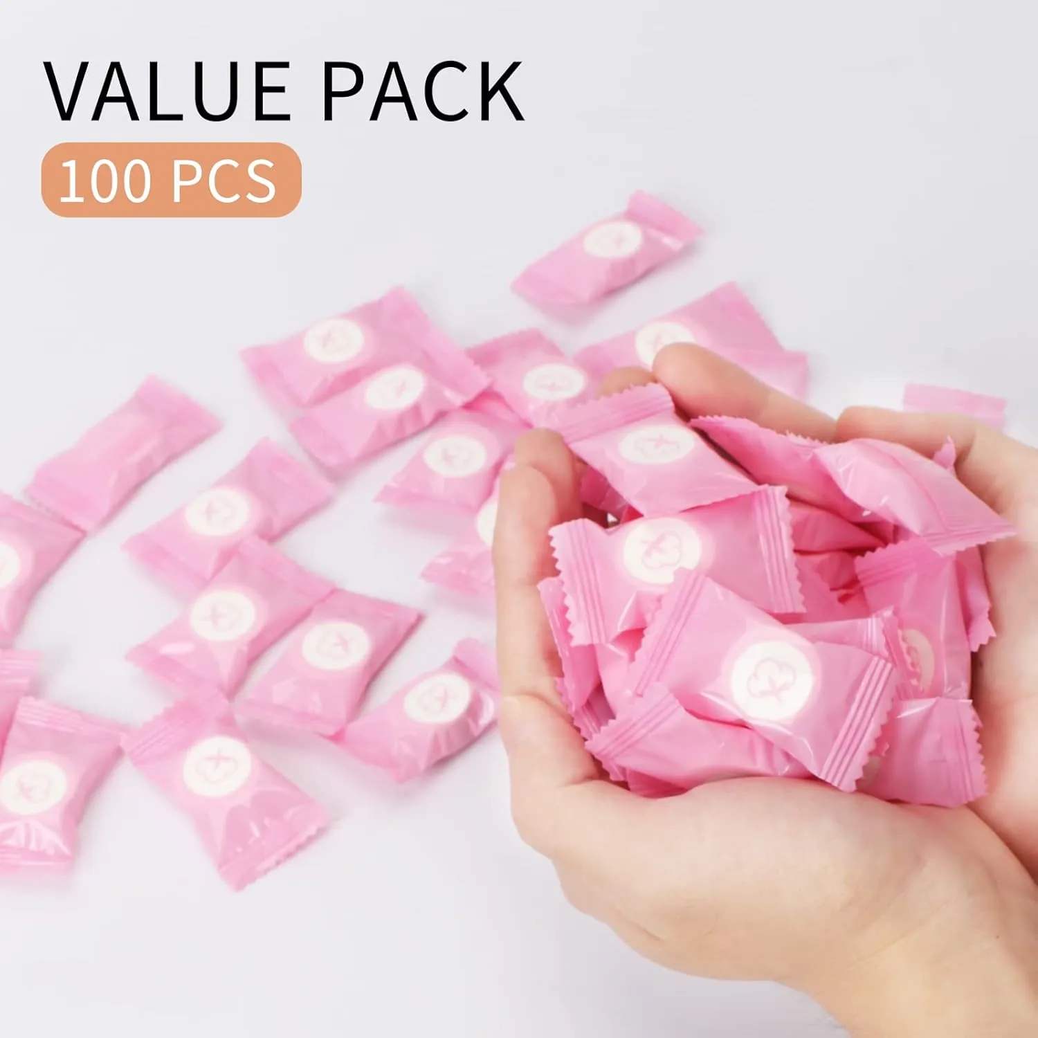 Classycoo Compressed Towel 200 PCS Mini Tablets Disposable Portable Face Towel Cotton Coin Tissue for Travel, Camping, Hiking, Sport, Beauty Salon, Home Hand Wipes and Other Outdoor Activities Pink