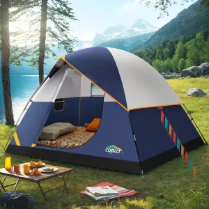 COBIZI Camping Tent, 4/6 Person Easy Setup Waterproof Windproof Backpacking Tent with Removable Rainfly, Lightweight Portable Outdoor Family Tents for Camping, Travel, Fishing, Hiking, Scouts