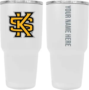 Collegiate Custom Personalized Kennesaw State Unviersity, 24 oz Insulated Stainless Steel Tumbler with Engraved Name (White) Officially Licensed Collegiate Product