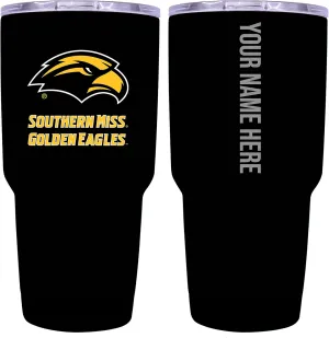 Collegiate Custom Personalized Southern Mississippi Golden Eagles, 24 oz Insulated Stainless Steel Tumbler with Engraved Name (Black) Officially Licensed Collegiate Product