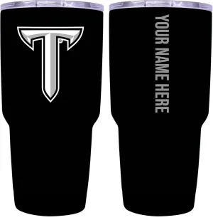 Collegiate Custom Personalized Troy University, 24 oz Insulated Stainless Steel Tumbler with Engraved Name (Black) Officially Licensed Collegiate Product