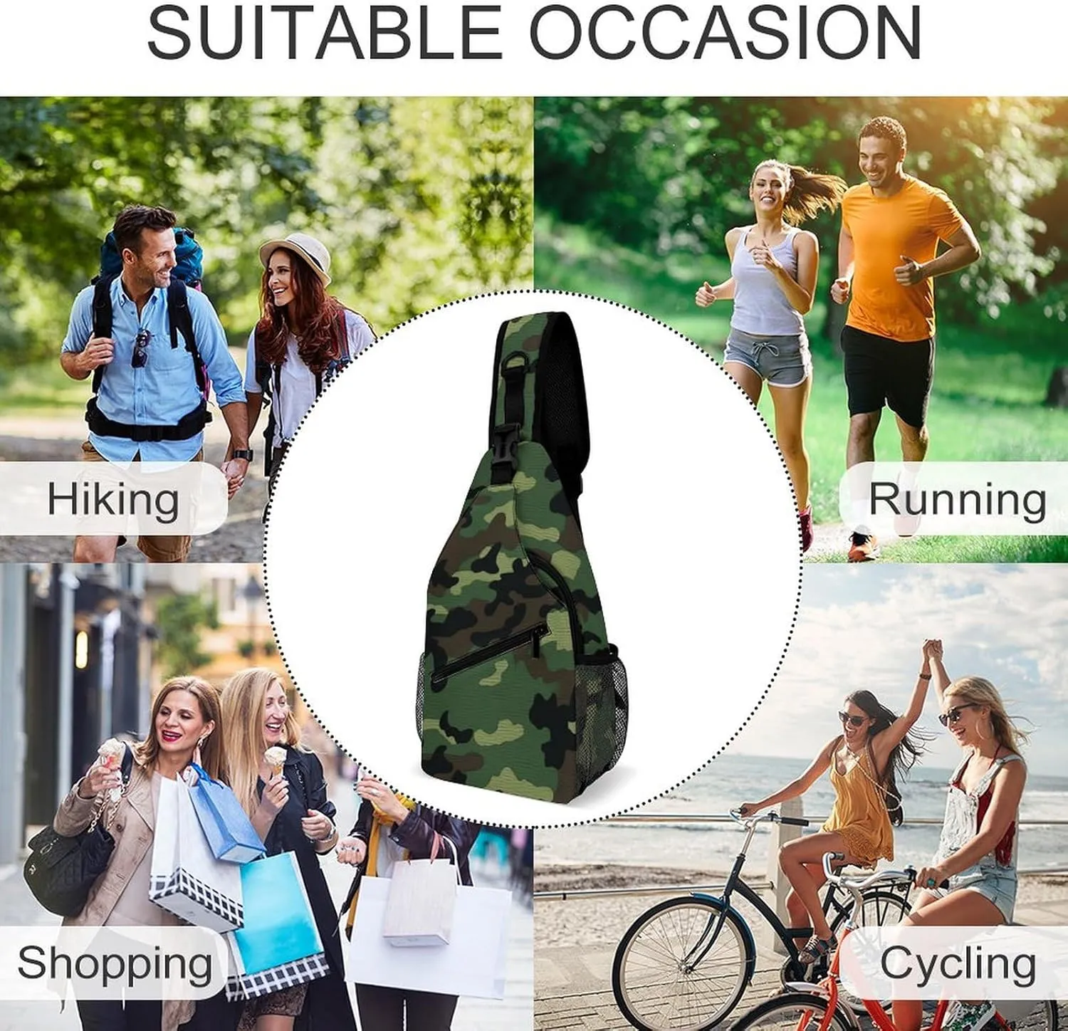 Color Chocolate Sling Bag Lightweight Crossbody Chest Pack Travel Shoulder Bag with Adjustable Strap