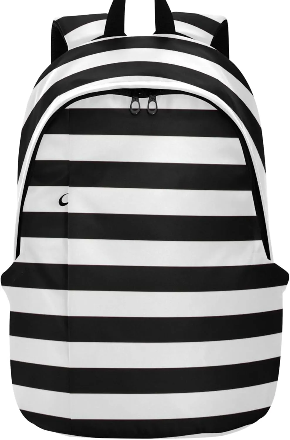 Colorful Casual Womens Daypack Cute Backpack Black White Stripes Cool Gifts for College Students