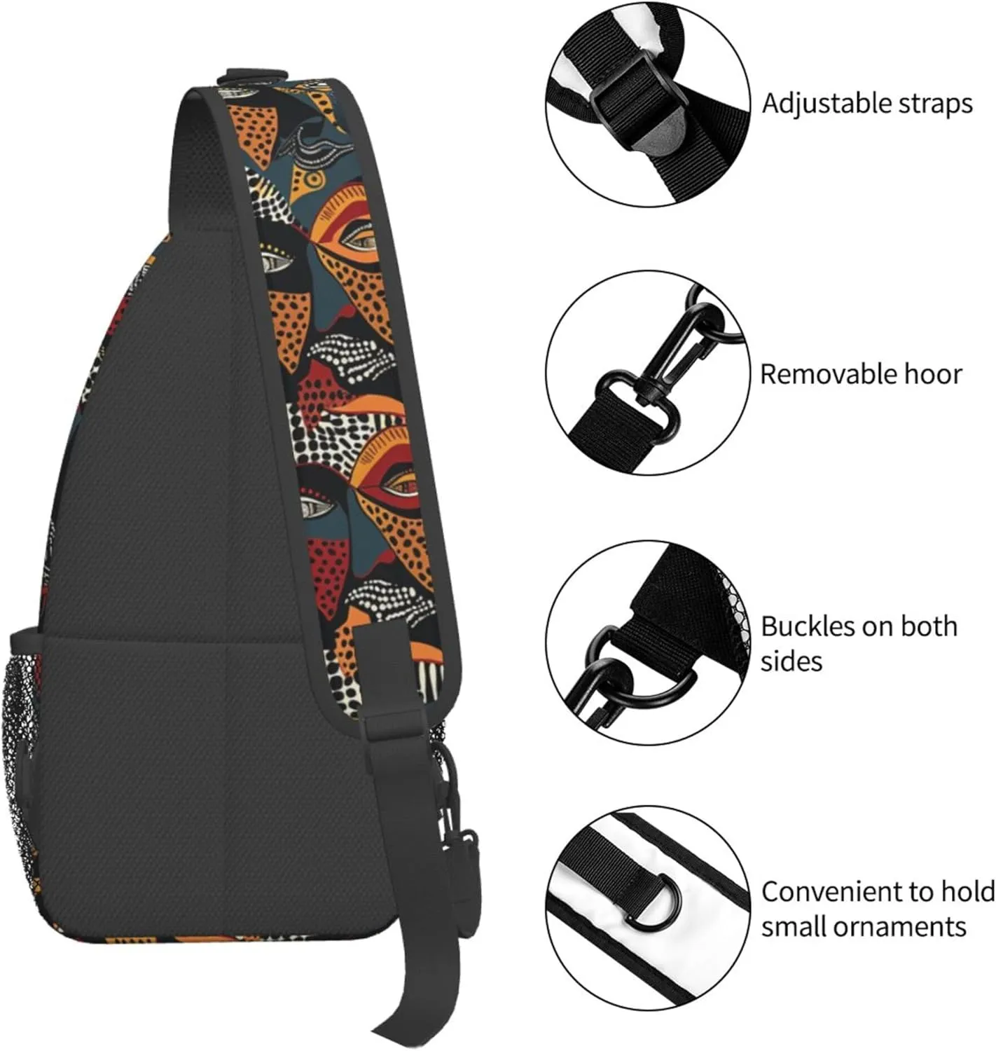 Colorful Women Eyes Sling Backpack Crossbody Bag, Chest Bag Daypack for Outdoors Hiking Traveling