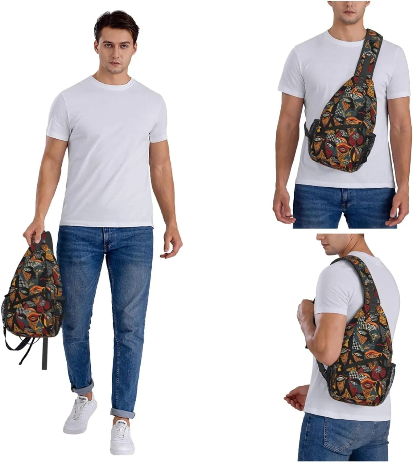Colorful Women Eyes Sling Backpack Crossbody Bag, Chest Bag Daypack for Outdoors Hiking Traveling
