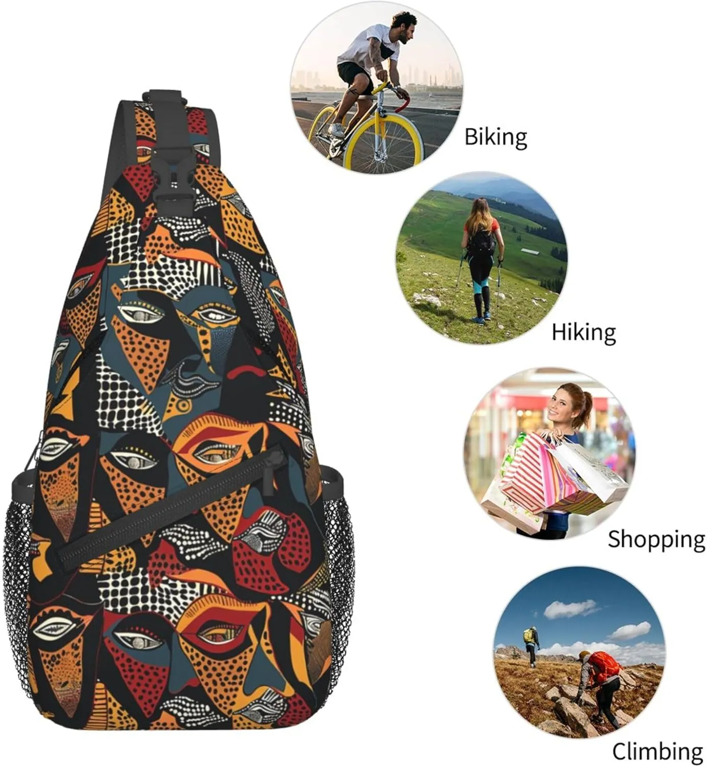 Colorful Women Eyes Sling Backpack Crossbody Bag, Chest Bag Daypack for Outdoors Hiking Traveling