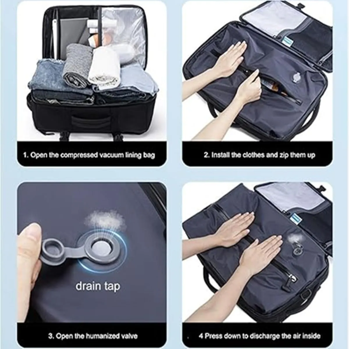 Compression Backpack with Vacuum Pump,Business Backpacks with Vacuum Seal,Large Capacity Expandable Airback for Travel
