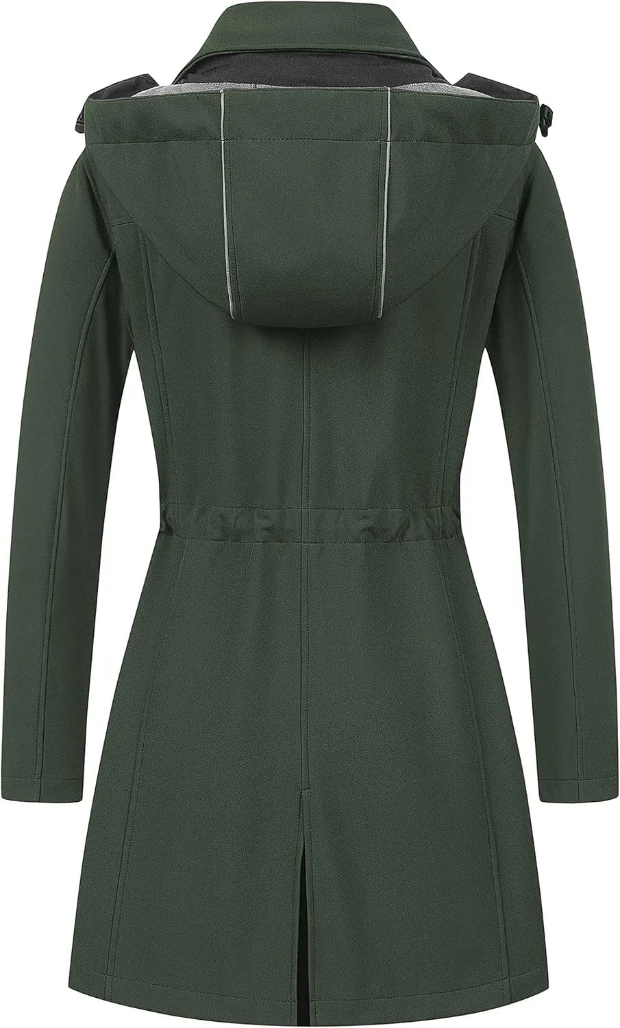 CREATMO US Women's Lightweight Waterproof Long Softshell Tactical Jacket Fleece Lined Windbreaker