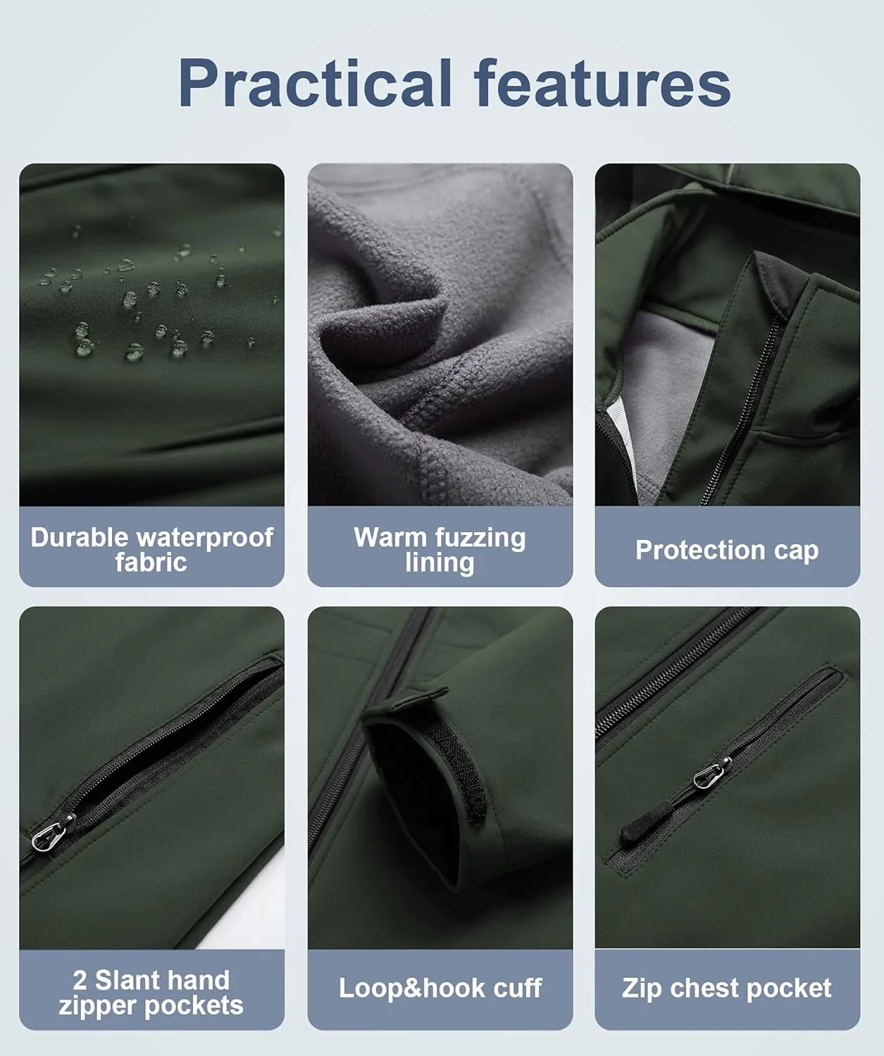 CREATMO US Women's Lightweight Waterproof Long Softshell Tactical Jacket Fleece Lined Windbreaker