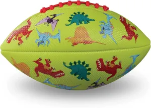 Crocodile Creek Soft Textured Football for Kids Ages 3 and Up - Inflatable Ball for Flag Football Games and Outdoor Sports - Waterproof - Made from Rubber and PVC - Dinosaurs - 9-inch Length