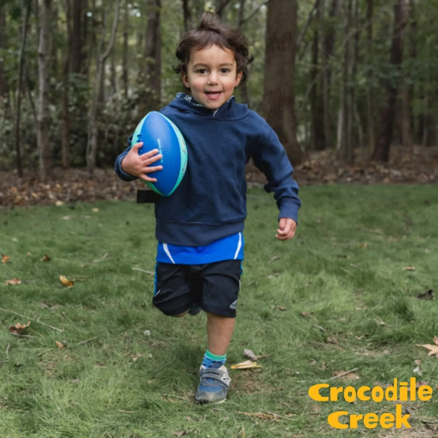 Crocodile Creek Soft Textured Football for Kids Ages 3 and Up - Inflatable Ball for Flag Football Games and Outdoor Sports - Waterproof - Made from Rubber and PVC - Dinosaurs - 9-inch Length