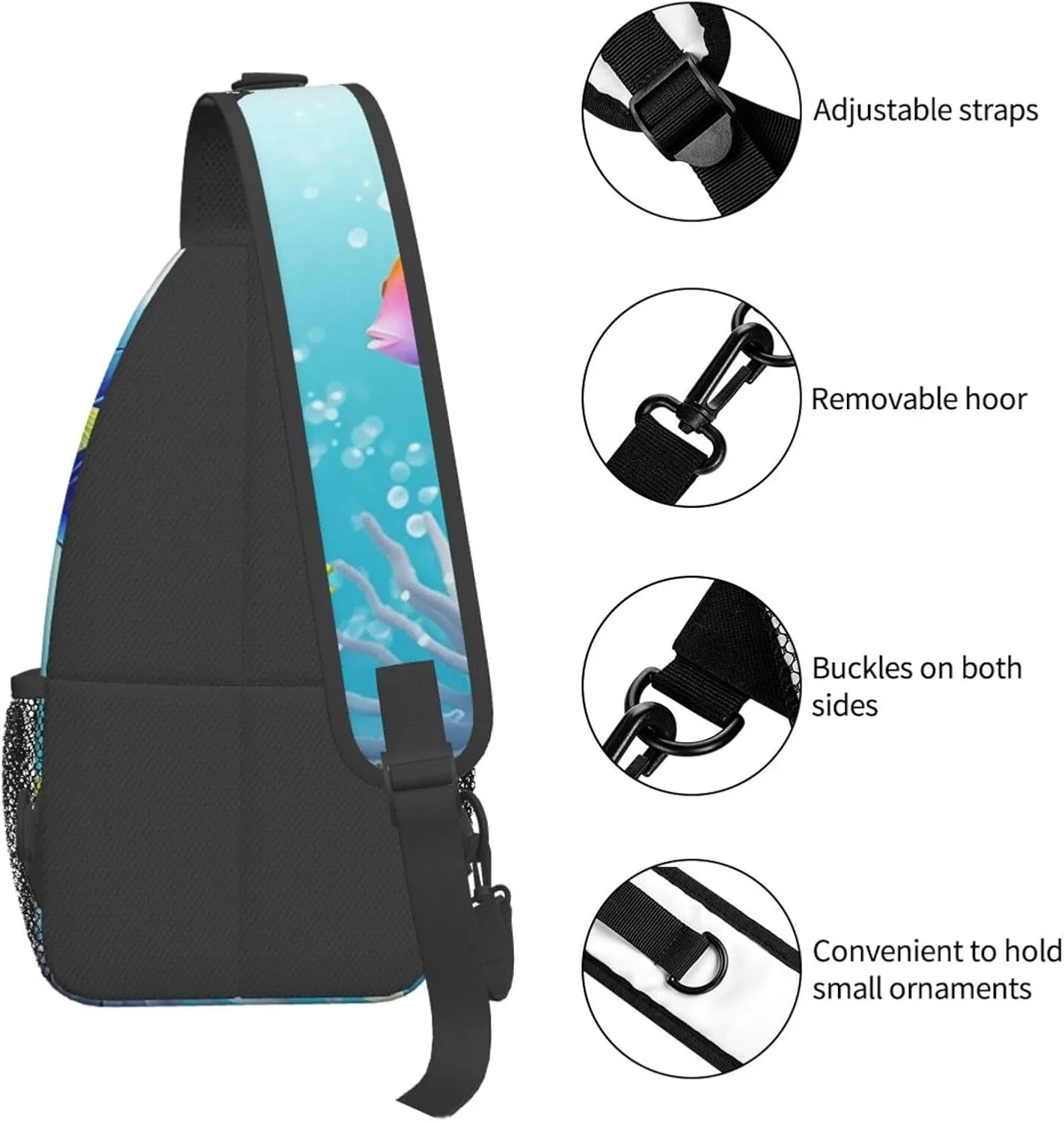 Cross Chest Bag Sling Backpack Ocean Tropical Fish Sling Bag Crossbody Shoulder Bag Travel Hiking Daypack