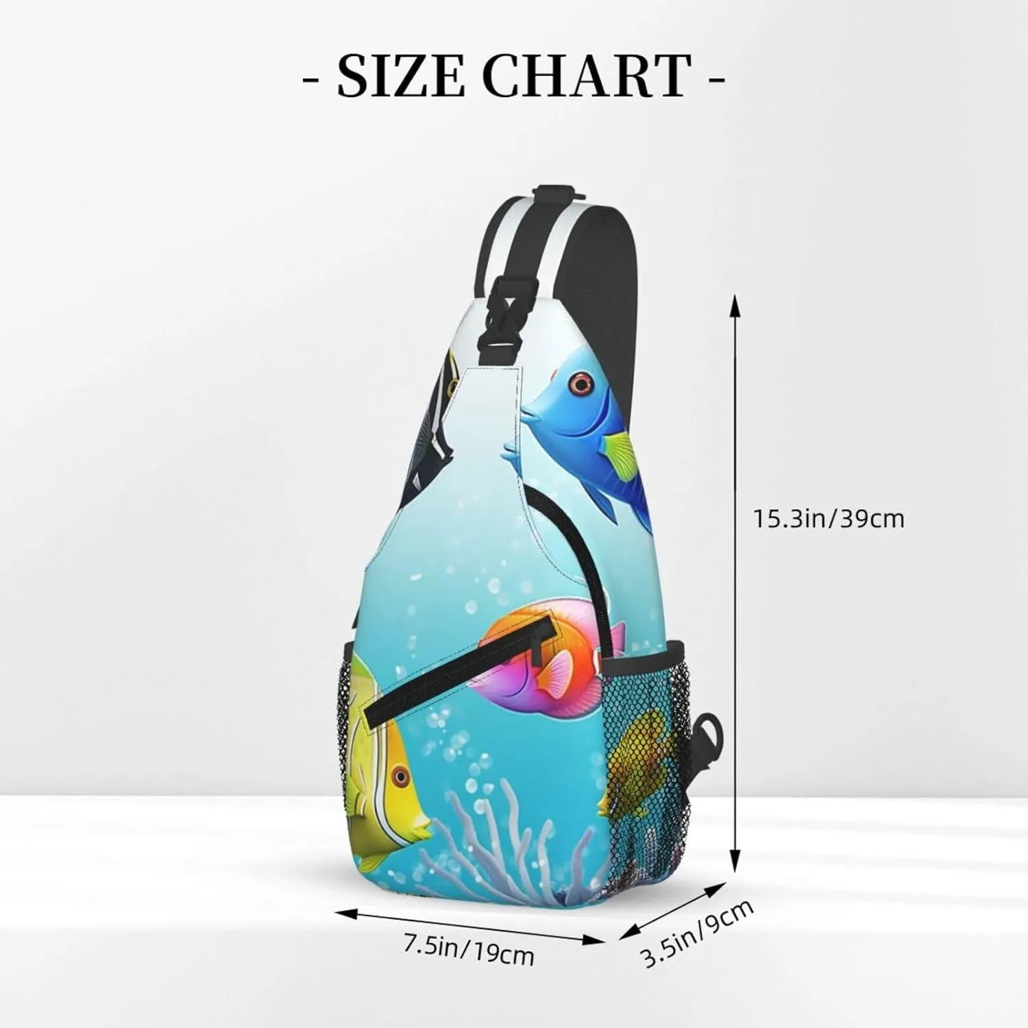 Cross Chest Bag Sling Backpack Ocean Tropical Fish Sling Bag Crossbody Shoulder Bag Travel Hiking Daypack
