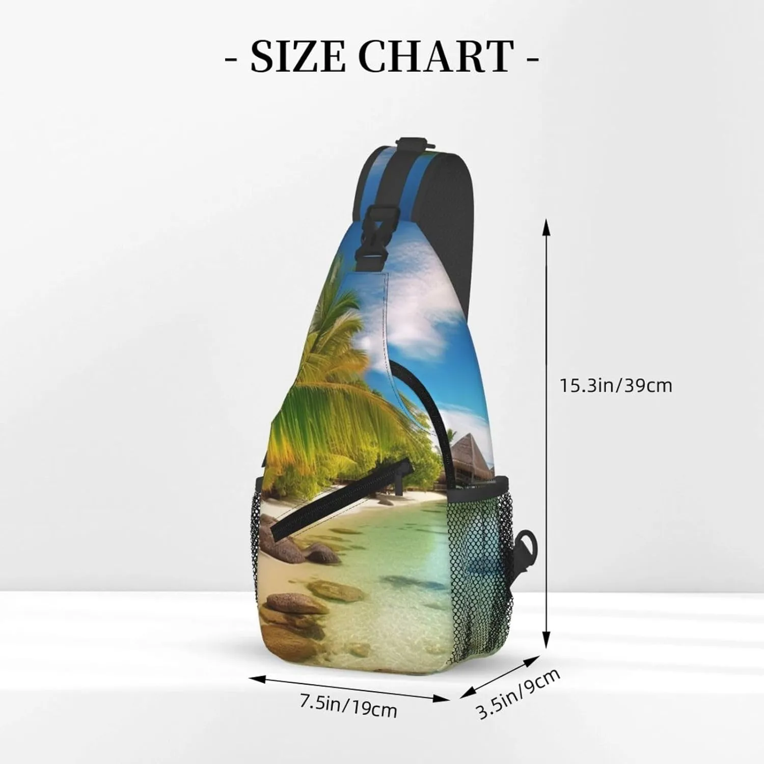 Cross Chest Bag Sling Backpack Turquoise Colored Flowers Sling Bag Crossbody Shoulder Bag Travel Hiking Daypack