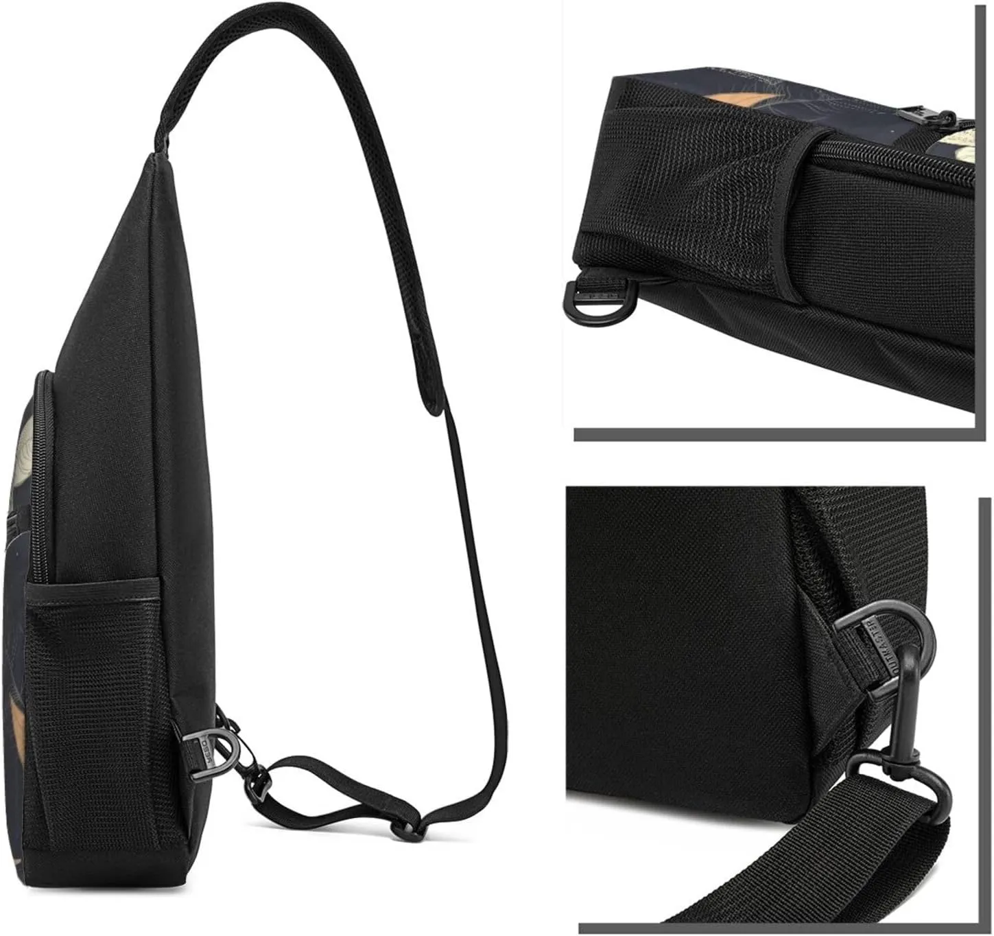 Crossbody Sling Backpack Sling Bag for Men Women Cross Chest Bag Shoulder Bag Elegant leaves Travel Hiking Daypack