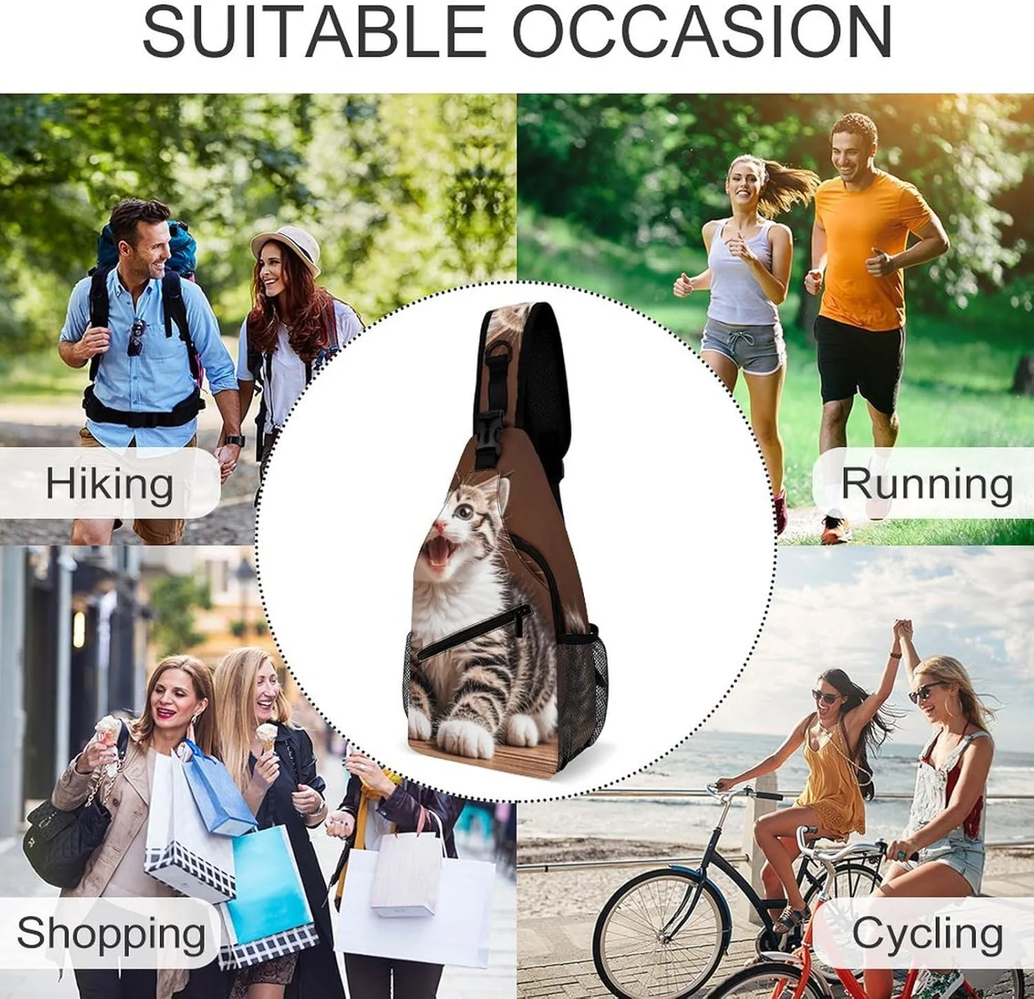 Crossbody Sling Bag Colorful Skulls Print Backpack Sling Bag Travel Hiking Chest Bag Shoulder Bag Daypack